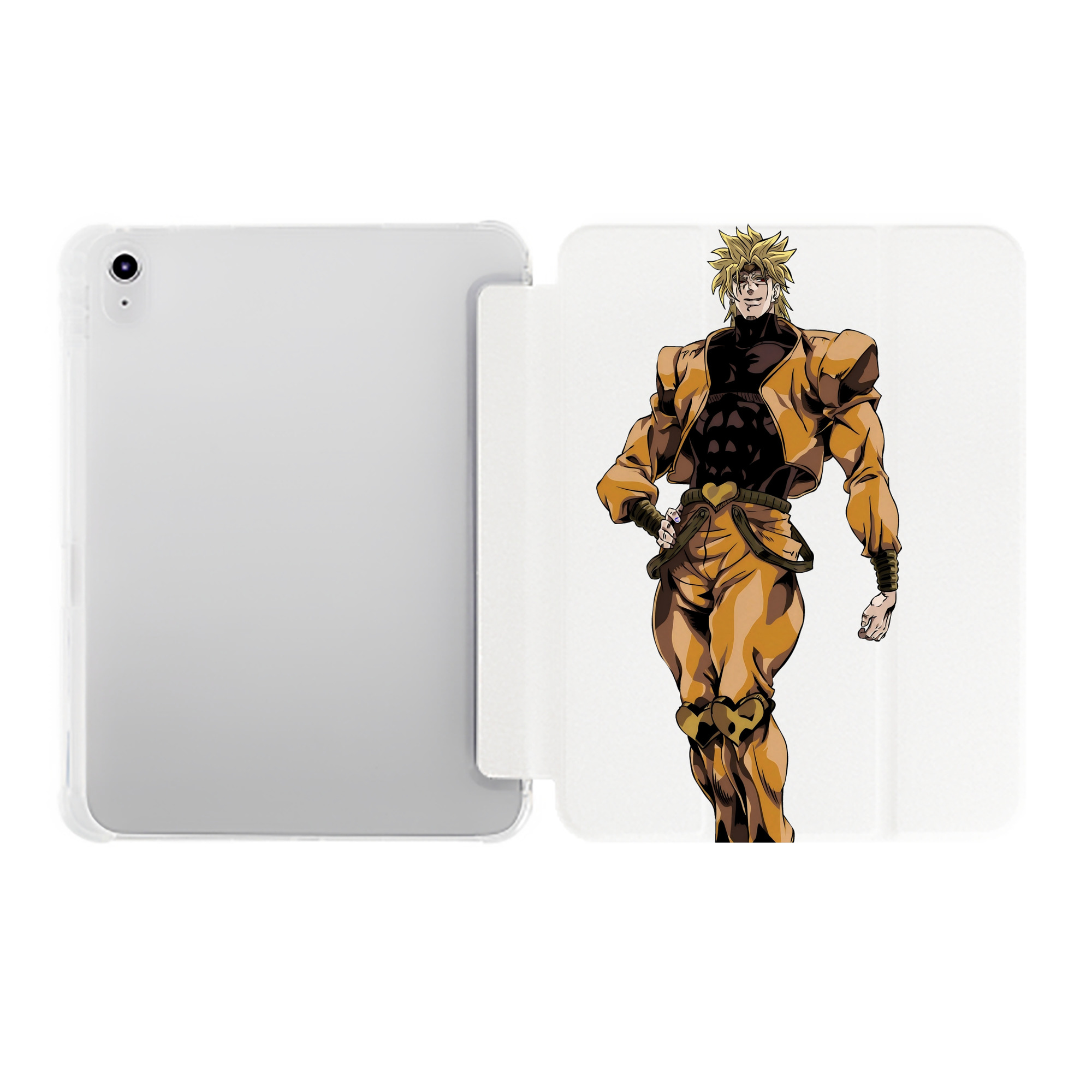 （画像用） ジョジョの奇妙な冒険 ディオ?ブランドー JoJo's Bizarre Adventure Dio Brando IPad ケース ペン収納付き 三つ折りスタンド PUレザー×シリコン 対応機種9.5/10.5/10.9インチ